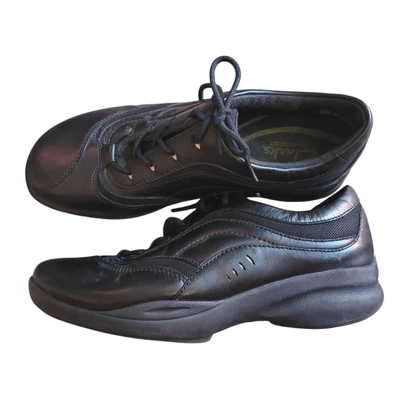 Clarks Leather Walking Shoes Comfort In-Motion Black Lace Up 6.5 Casual Outdoors - Picture 1 of 5